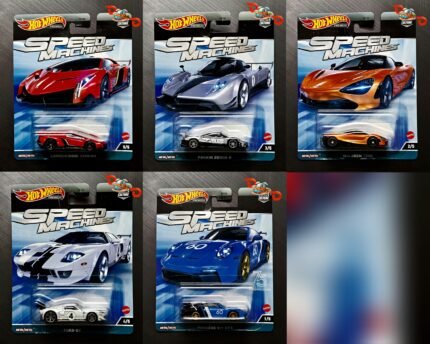 Hot Wheels Premium - Speed Machines Set of 5 - Pagani Zonda R, Porsche 911 GT3, FORD GT , McLaren 720s, Lamborghini Veneno