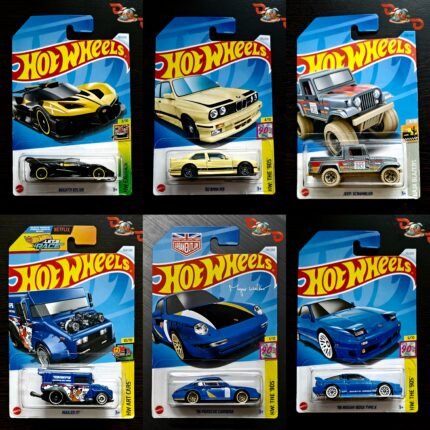 Hot Wheels (CMB 5) - Power Panel,'96 Porsche Carrera,Bugatti Bolide,'96 Nissan 180SX Type X, Jeep Scrambler,'92 BMW M3