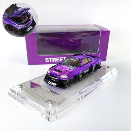 SW 1:64 Plating Purple Skyline GTR ER34 LBWK Sport Model Diecast Metal Car