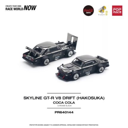 Poprace 1/64 Nissan Skyline GT-R V8 Drift Hakosuka COCA COLA ZERO BLACK CHROME
