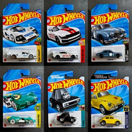 Hot Wheels CMB 44 - Mazda 787B,Jaguar MK1,Bumblebee,Ford Mustang Dark Horse,70 Dodge Charger,Slide kick
