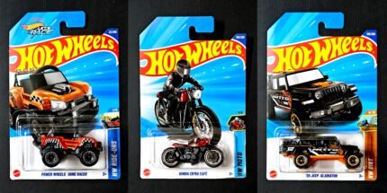 Hot Wheels IMP-CMB16 - 20 Jeep Gladiator, Honda CB750 Cafe, Power Wheels Dune Racer