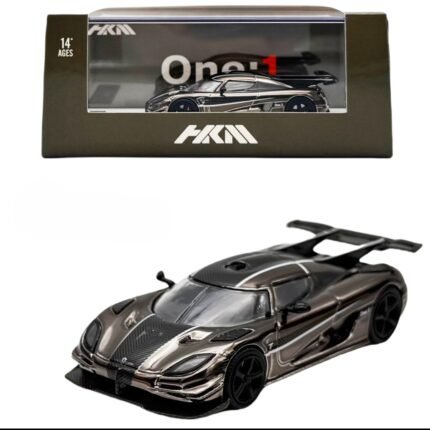 HKM 1:64 Koenigsegg one:1 Chrome Black with Carbon