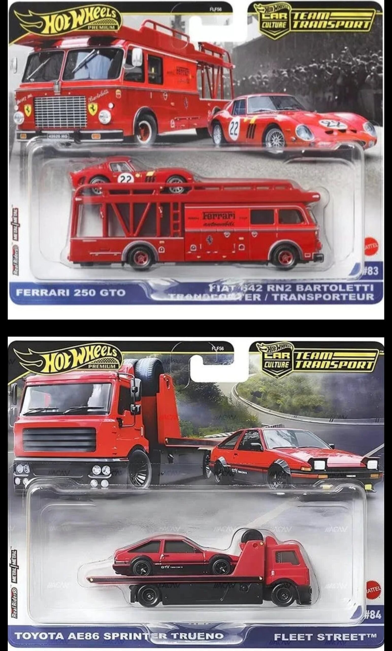 InCollage_20260217_220733922 Hot Wheels Premium Team Transport & Euro Hauler Set Ferrari 250 GTO& Toyota AE86 - Image 1