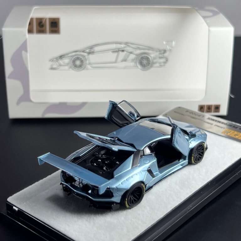 Back side of PGM 1/64 Lamborghini Aventador LP 700-4 Ice Blue HEC Exclusive Regular Version
