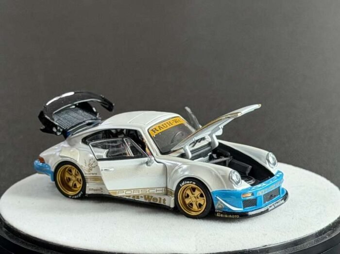 PGM 1/64th Porsche RWB 930 “Need For Speed” Edition Luxury Version in Matt Pearl White/Blue - Image 2