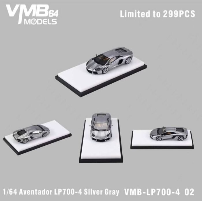 VMB 1:64 Lamborghini Aventador LP700-4 Silver Gray - Image 2