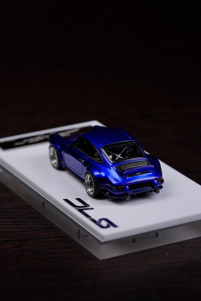 Deepmaker 1:64 Porsche Singer DLS Blue Metallic Resin Model Car back angle