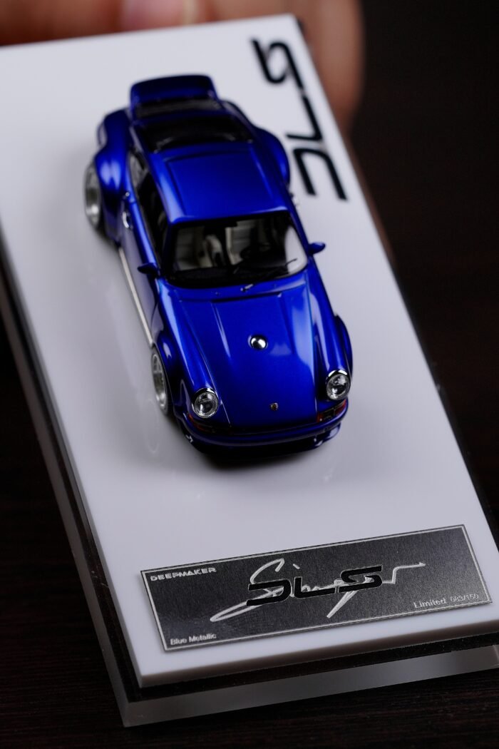 Deepmaker 1:64 Porsche Singer DLS Blue Metallic Resin Model Car Hand