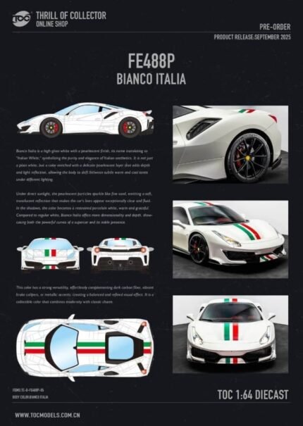 Thrill Of Collector (TOC) Ferrari 488 Pista Bianco Italia